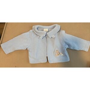 Baby Healthtex Quilted Light Blue Bear ABC 123 Sweater Jacket 3-6‎ Months